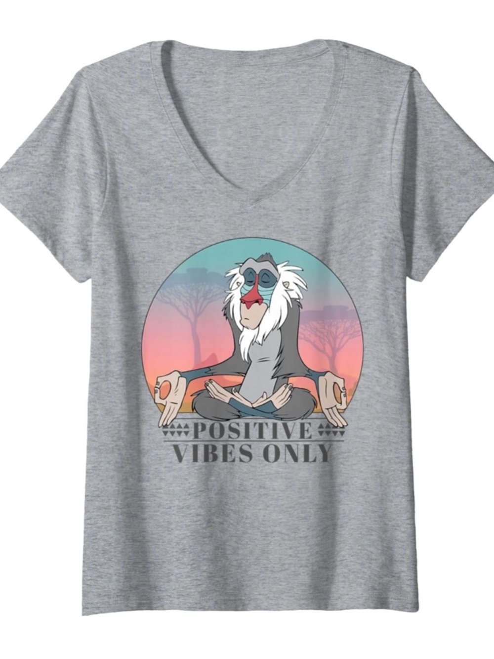 Womens Disney The Lion King Rafiki Positive Vibes Only Vintage V-Neck T-Shirt